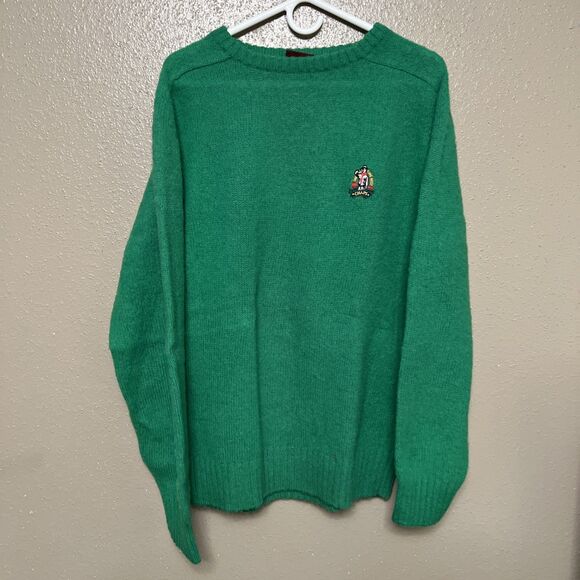 Vtg Chaps Ralph Lauren Sweater XL Shetland Wool Pullover Crewneck Green - Picture 1 of 7